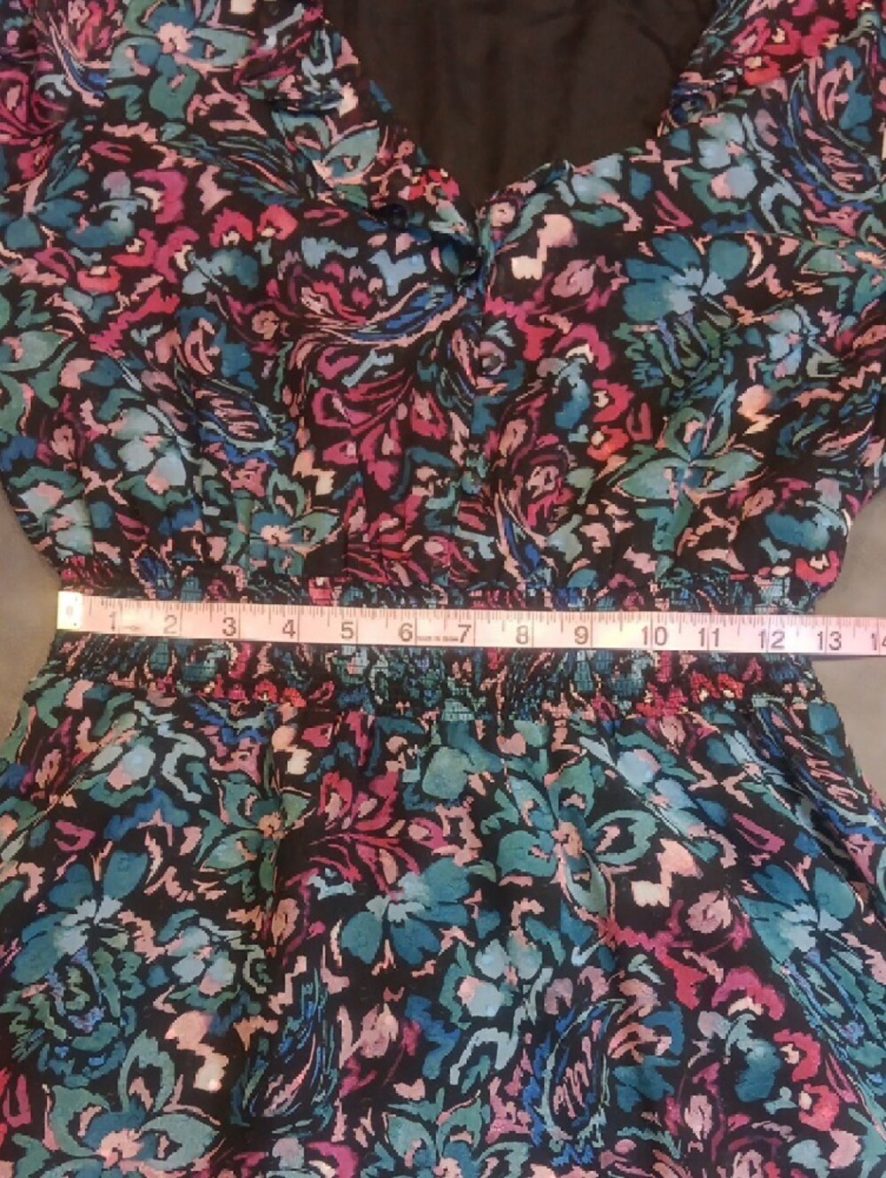 Nanette Lepore Teal Navy & Pink Floral Long-Sleeve Bohemian Maxi Dress - Picture 9 of 12